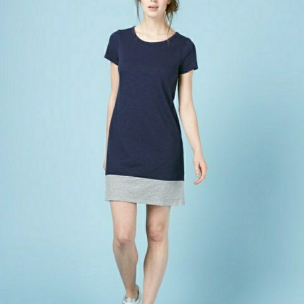 Boden Slub Colorblock Short Sleeve T Shirt Dress
